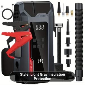 Portable Jump Starter with Air Compressor - Black and Red